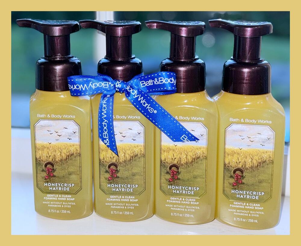 Bath & Body Works 8.75 oz Honeycrisp Hayride Gentle Clean Foaming Hand Soap x4